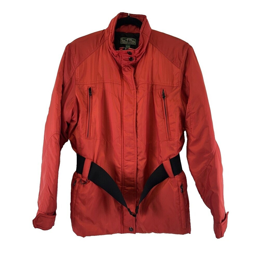Lauren Active Ralph Lauren Red Ski Coat Zip Belted Jacket Snap Vintage Womens XL